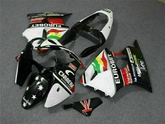 2000-2002 Black White Eurobet Kawasaki ZX6R Bike Fairing Canada