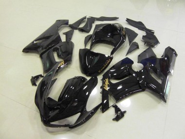 2005-2006 Glossy Black Gold Decals Kawasaki ZX6R Motorcycle Fairings Kits Canada