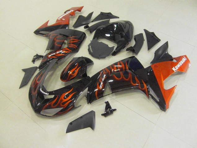 2006-2007 Orange Flame Kawasaki ZX10R Motorcyle Fairings Canada