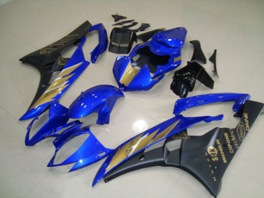 2006-2007 Black Blue with Gold Sticker Yamaha YZF R6 Motorcycle Fairing Kit Canada