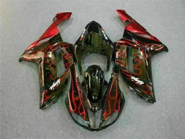 2007-2008 Black Red Flame Kawasaki ZX6R Motor Bike Fairings Canada