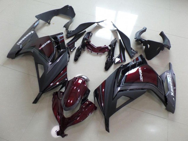 ABS 2013-2016 Dark Red and Grey Kawasaki ZX300R Motorcycle Fairings Canada