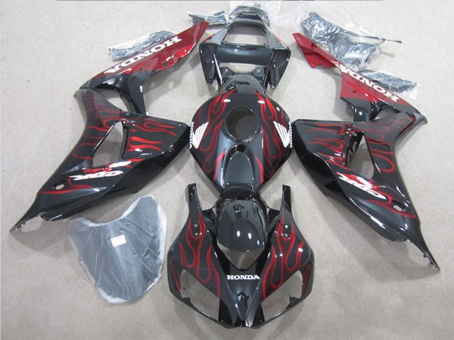 2006-2007 Black Red Flame Honda CBR1000RR Motorbike Fairing Canada