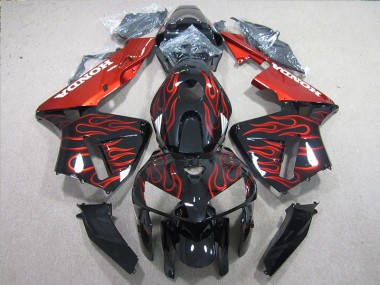 ABS 2005-2006 Black Red Flame Honda CBR600RR Motorcycle Fairings Kits Canada