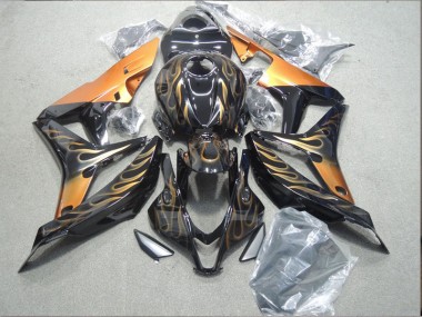 ABS 2007-2008 Black Orange Flame Honda CBR600RR Motorcycle Fairing Canada