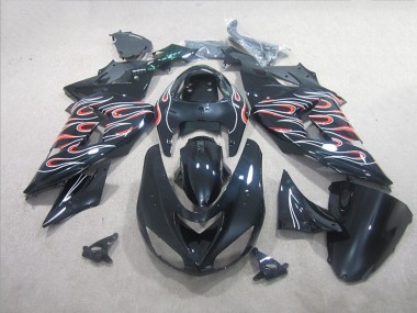 2006-2007 Black White Red Flame Kawasaki ZX10R Motorbike Fairing Canada