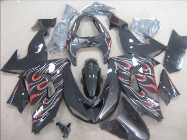 2006-2007 Black Red White Flame Ninja Kawasaki ZX10R Bike Fairings Canada