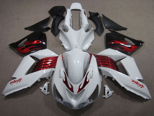 2006-2011 White Red Ninja Kawasaki ZX14R ZZR1400 Motorcycle Fairings Kits Canada