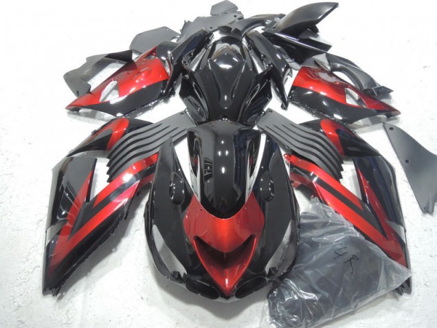 2006-2011 Black Red Kawasaki ZX14R ZZR1400 Motorcycle Fairings Kit Canada