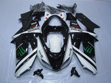 2007-2008 Black White Monster Touch4 Kawasaki ZX6R Bike Fairings Canada