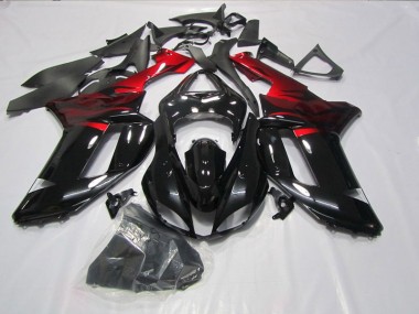 2007-2008 Black Red Kawasaki ZX6R Motorcycle Fairings Kit Canada