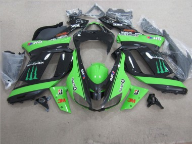 2007-2008 Green Black 3M Monster Kawasaki ZX6R Motorbike Fairing Canada