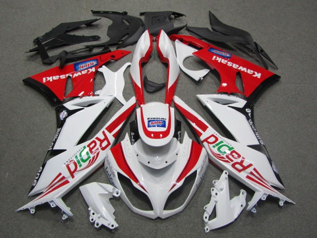 2009-2012 White Red Rapid Kawasaki ZX6R Motorcycle Fairing Canada