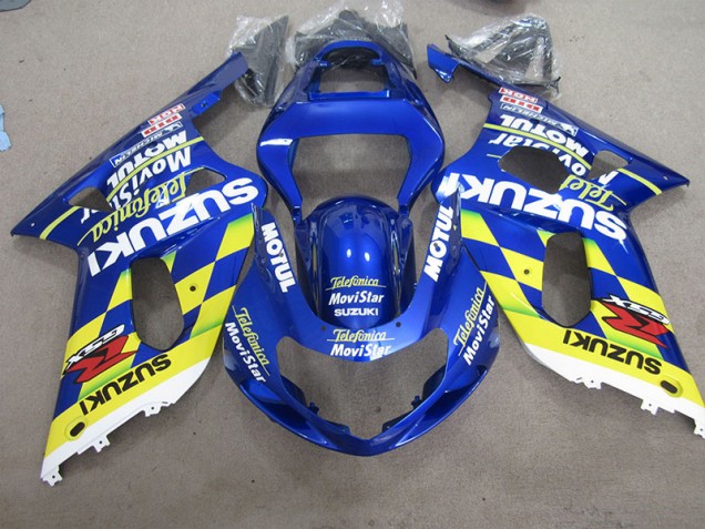 2001-2003 Blue Yellow Telefumia Movistar Suzuki GSXR600 Motor Bike Fairings Canada