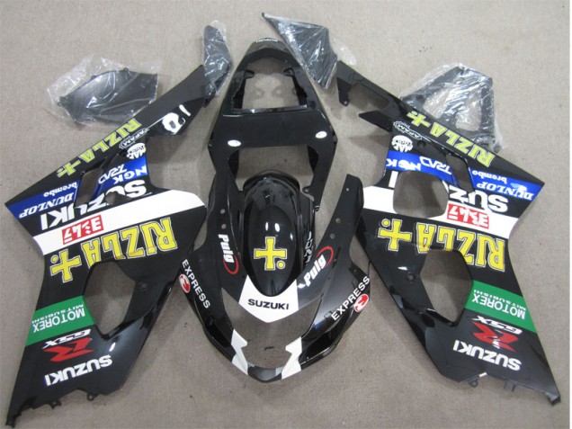 2004-2005 Black Yellow Rizla Suzuki GSXR600 Moto Fairings Canada