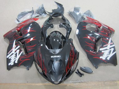 1996-2007 Black Red Flame Suzuki GSXR1300 Hayabusa Motorcylce Fairings Canada