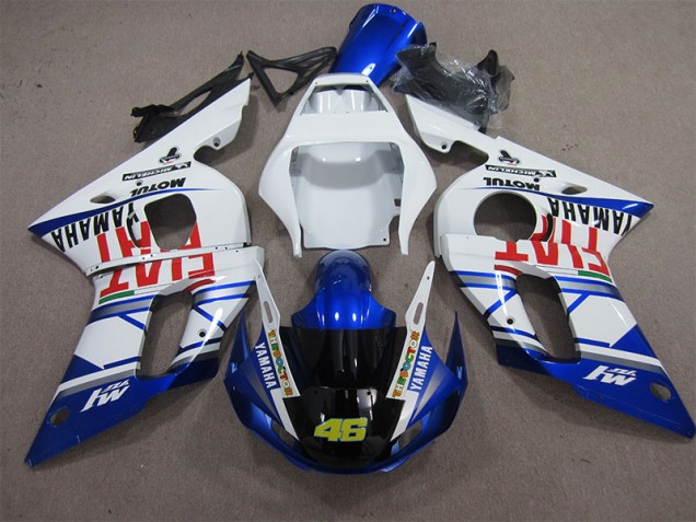 1998-2002 White Blue Fiat 46 Yamaha YZF R6 Motorcycle Fairings Kits Canada